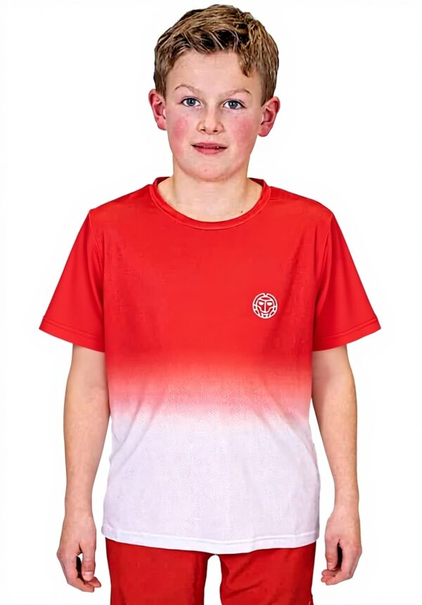 BIDI BADU Crew Gradiant Tee Jungen T-Shirt Rot-Weiß Tennis