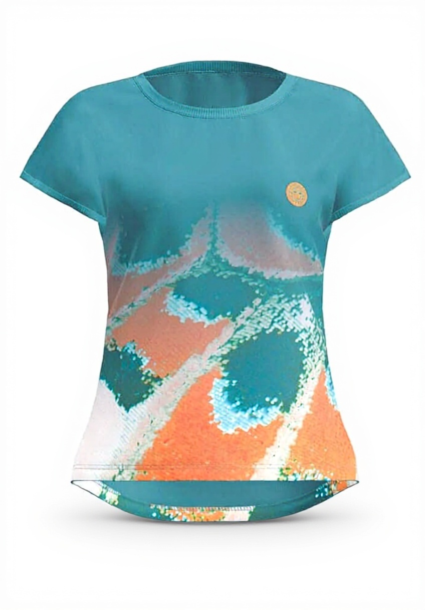 BIDI BADU Mädchen T-Shirt in Petrol-orange beim Tennisspielen