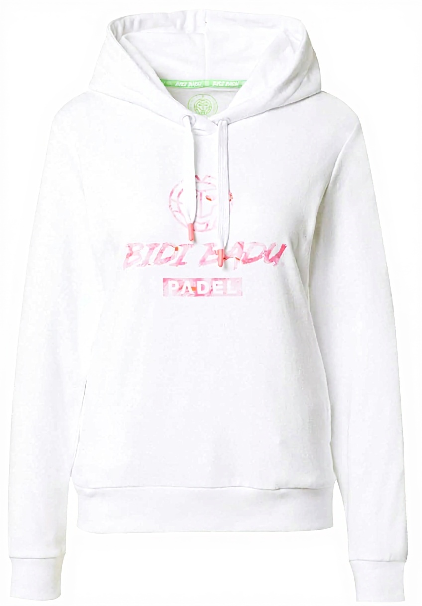BIDI BADU Kapuzenpullover Damen in Weiß-Rosa auf einer Sportlerin