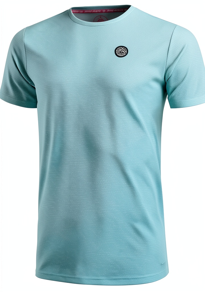 BIDI BADU Herren Tennis T-Shirt in Aqua auf einem Sportplatz