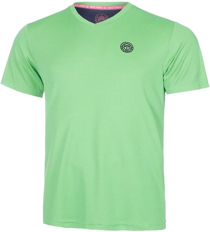 BIDI BADU Jungen T-Shirt in Neongreendarkblue auf einem Tennisplatz