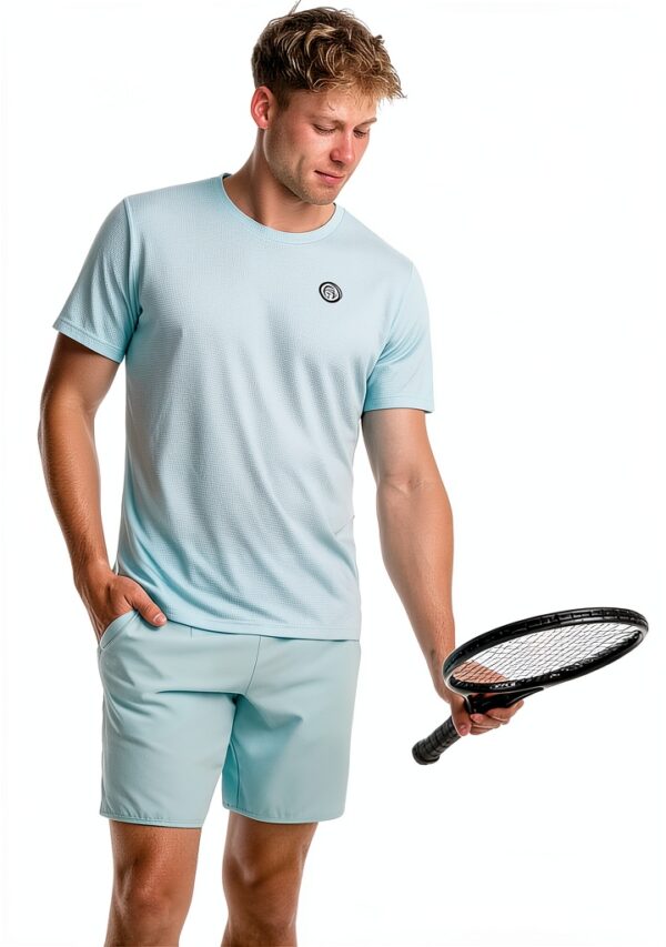 Herren Tennis T-Shirt BIDI BADU Synthetik Aqua White-4