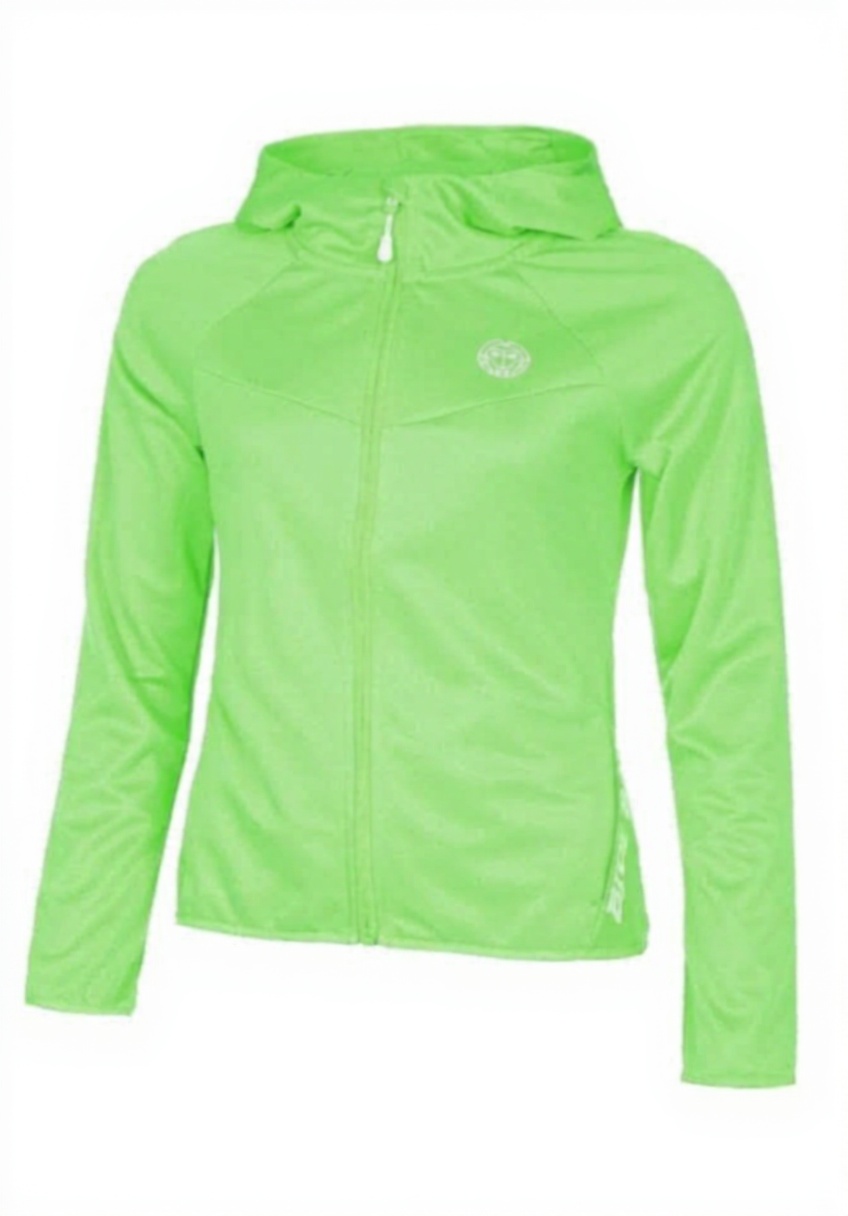 BIDI BADU Mädchen Trainingsjacke in Neongrün auf einem Sportplatz