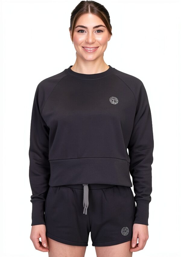 BIDI BADU Damen Sweatshirt Dunkelgrau elastisch Rundhals