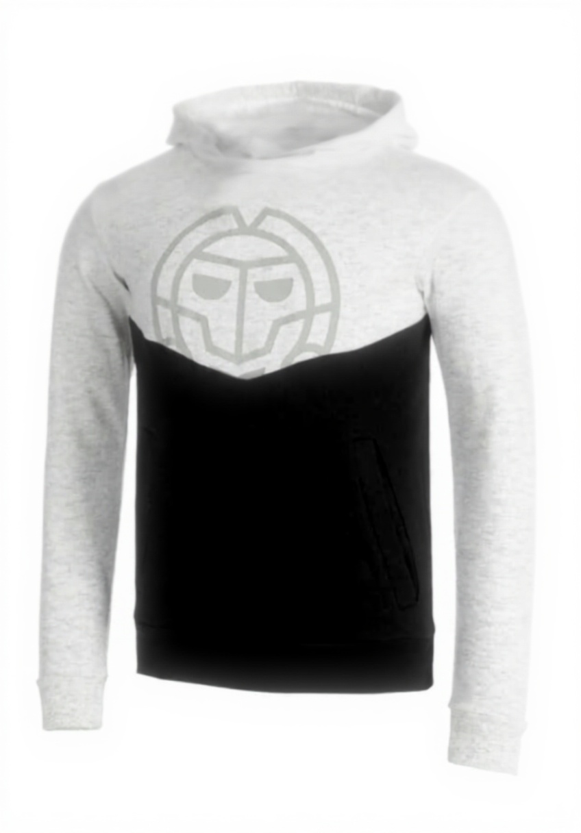 BIDI BADU Jungen Hoody in Hellgrau-Schwarz auf einem Kind beim Tennisspielen
