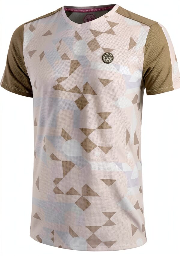 Jungen T-Shirt BIDI BADU V-Neck Tennis Beige-Braun