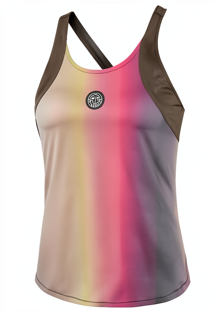 BIDI BADU Spectrum Tank-Top in Braun-Gelb auf einer Sportlerin