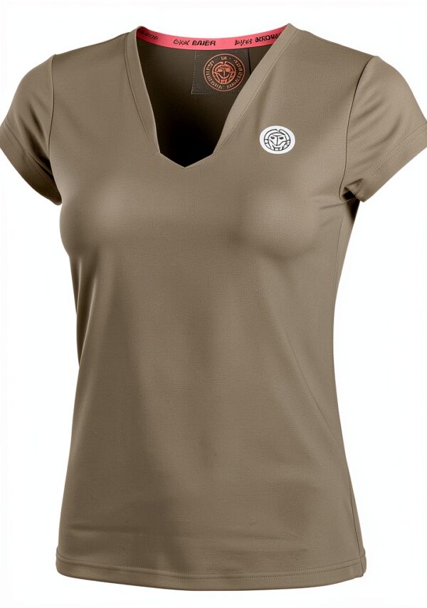 BIDI BADU Damen T-Shirt V-Ausschnitt Braun Tennis Activewear