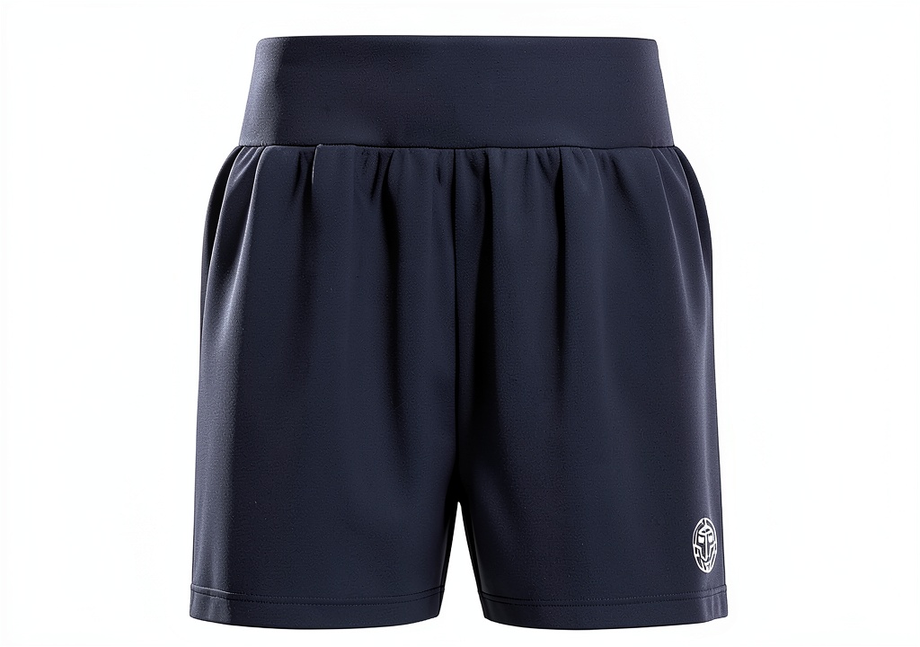 BIDI BADU Mädchen Shorts in Dunkelblau auf einem Tennisplatz