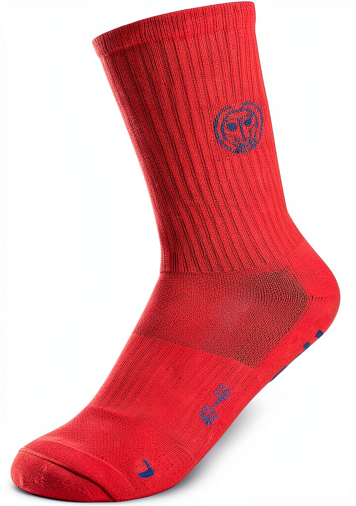 BIDI BADU Sportsocken im 3er Pack in Rot-Dunkelblau auf Sportuntergrund