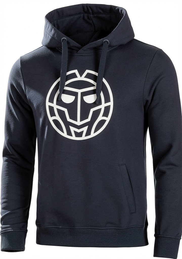 BIDI BADU Herren Kapuzenpullover in Dark Blue auf einem Tenniscourt