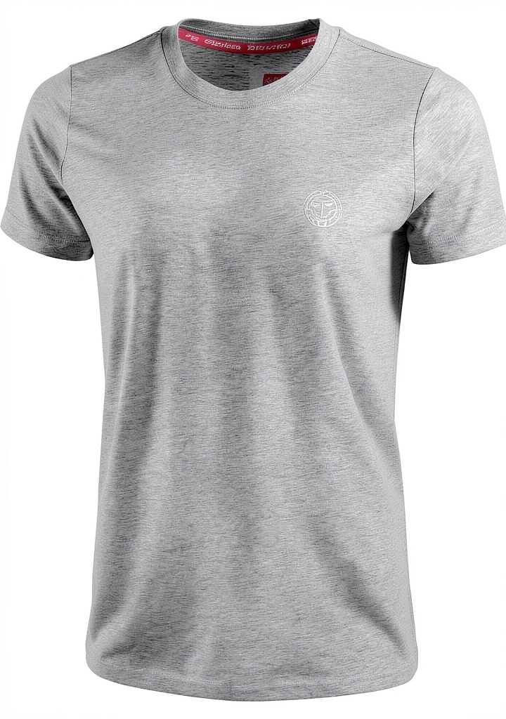 BIDI BADU Damen T-Shirt in Grau auf einer Tennisfeldumgebung