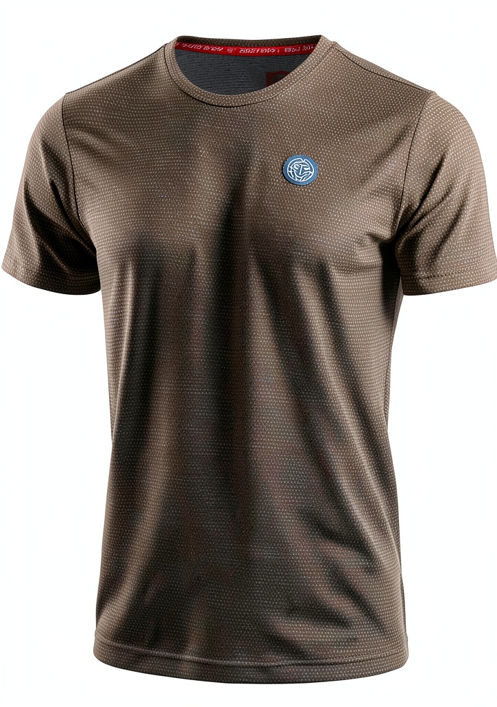 Installing BIDI BADU Herren T-Shirt Braun Blau Polyester Tennis on a wooden desk
