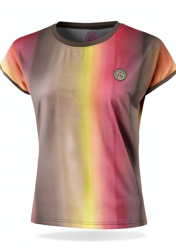 Damen T-Shirt BIDI BADU Spectrum Capsleeve Braun-Gelb