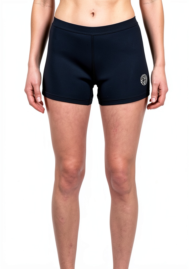 BIDI BADU Damen Tennis Shorts in Dunkelblau auf einem Sportplatz