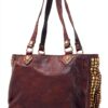 CAMPOMAGGI Umhängetasche Vintage mit goldenen Nieten und Leder-2