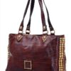 CAMPOMAGGI Umhängetasche Vintage mit goldenen Nieten und Leder-4