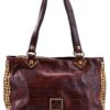 CAMPOMAGGI Umhängetasche Vintage mit goldenen Nieten und Leder-3