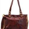 CAMPOMAGGI Umhängetasche Vintage mit goldenen Nieten und Leder-0