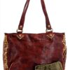 CAMPOMAGGI Umhängetasche Vintage mit goldenen Nieten und Leder-1