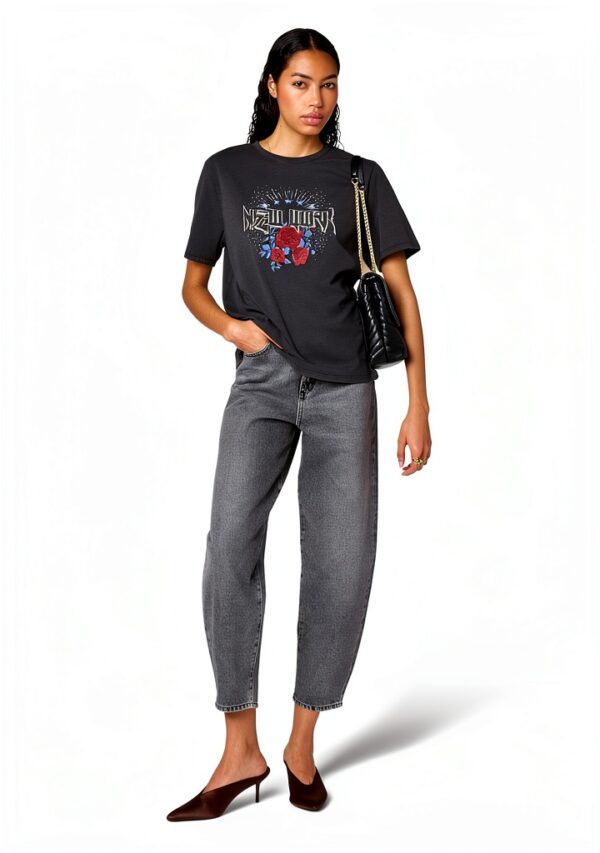 Rebecca Minkoff Damen T-Shirt Dark Stone Wash Größe M 100% Baumwolle-5