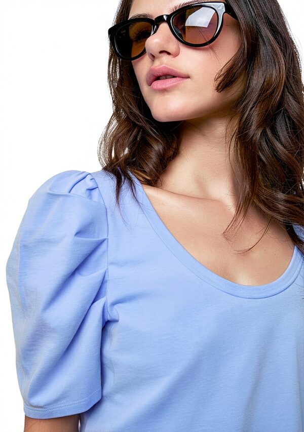 Rebecca Minkoff Damen Janine Kurzarm T Shirt Azure Blau True Black-1