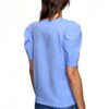 Rebecca Minkoff Damen Janine Kurzarm T Shirt Azure Blau True Black-2