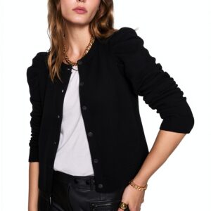 Rebecca Minkoff Damen Strickjacke Janine True Black Merinowolle-0