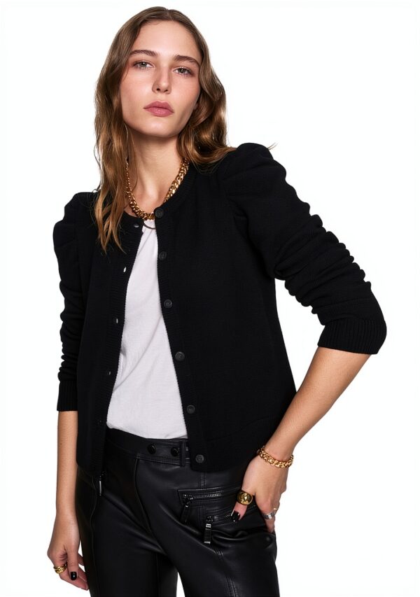 Rebecca Minkoff Damen Strickjacke Janine True Black Merinowolle-0