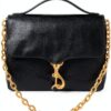 Rebecca Minkoff Megan Top Handle mit Kette Schwarz echtes Leder-0