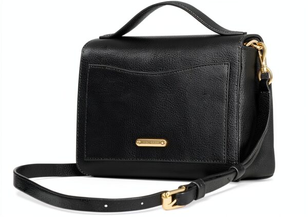 Rebecca Minkoff Megan Top Handle mit Kette Schwarz echtes Leder-1